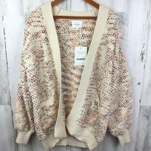 NWT Bohme Soft Boho Sweater Pocket Knit Oversized Open Balloon Sleeve Cardigan S